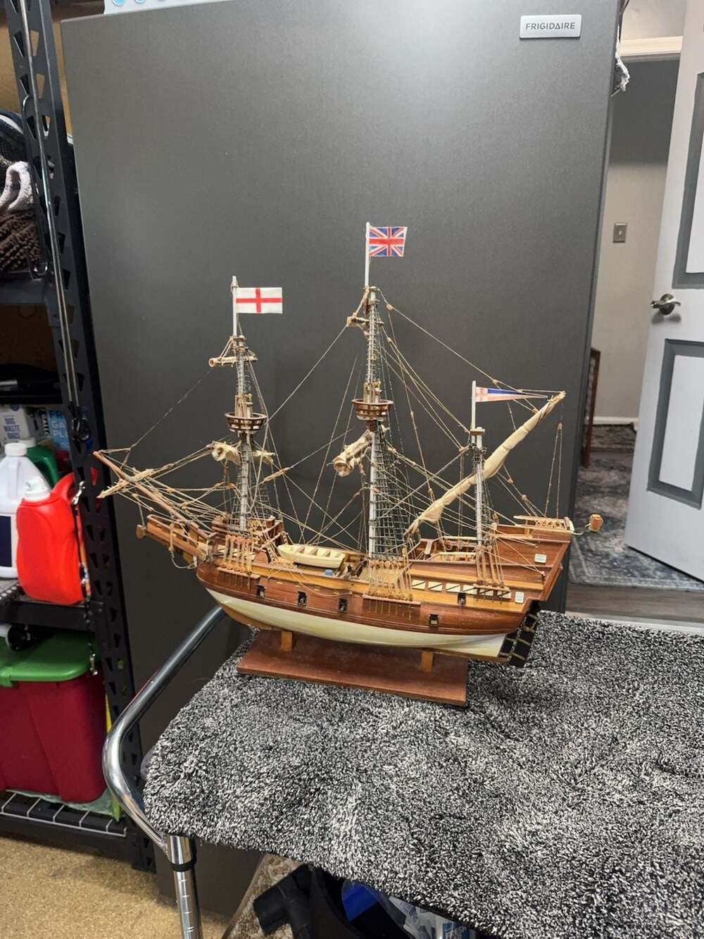 Vintage Wooden Tall Ship Model Galleon Display Piece